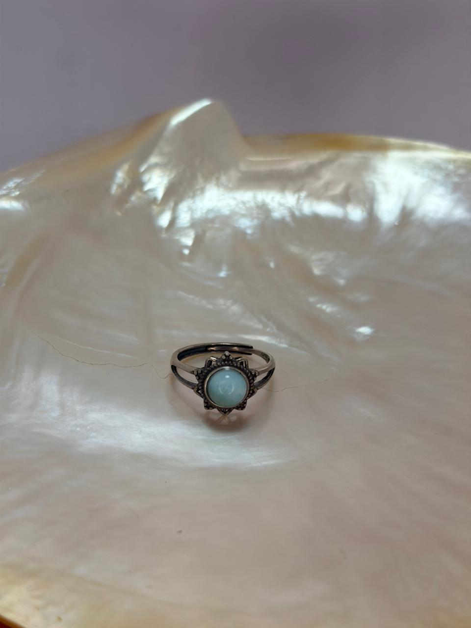 Anillo Larimar corte Redondo