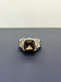 Anillo de cuarzo ahumado corte rectangular