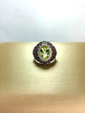 Anillo tipo Domo de Citrino Limón con un diseño de Aureola Doble