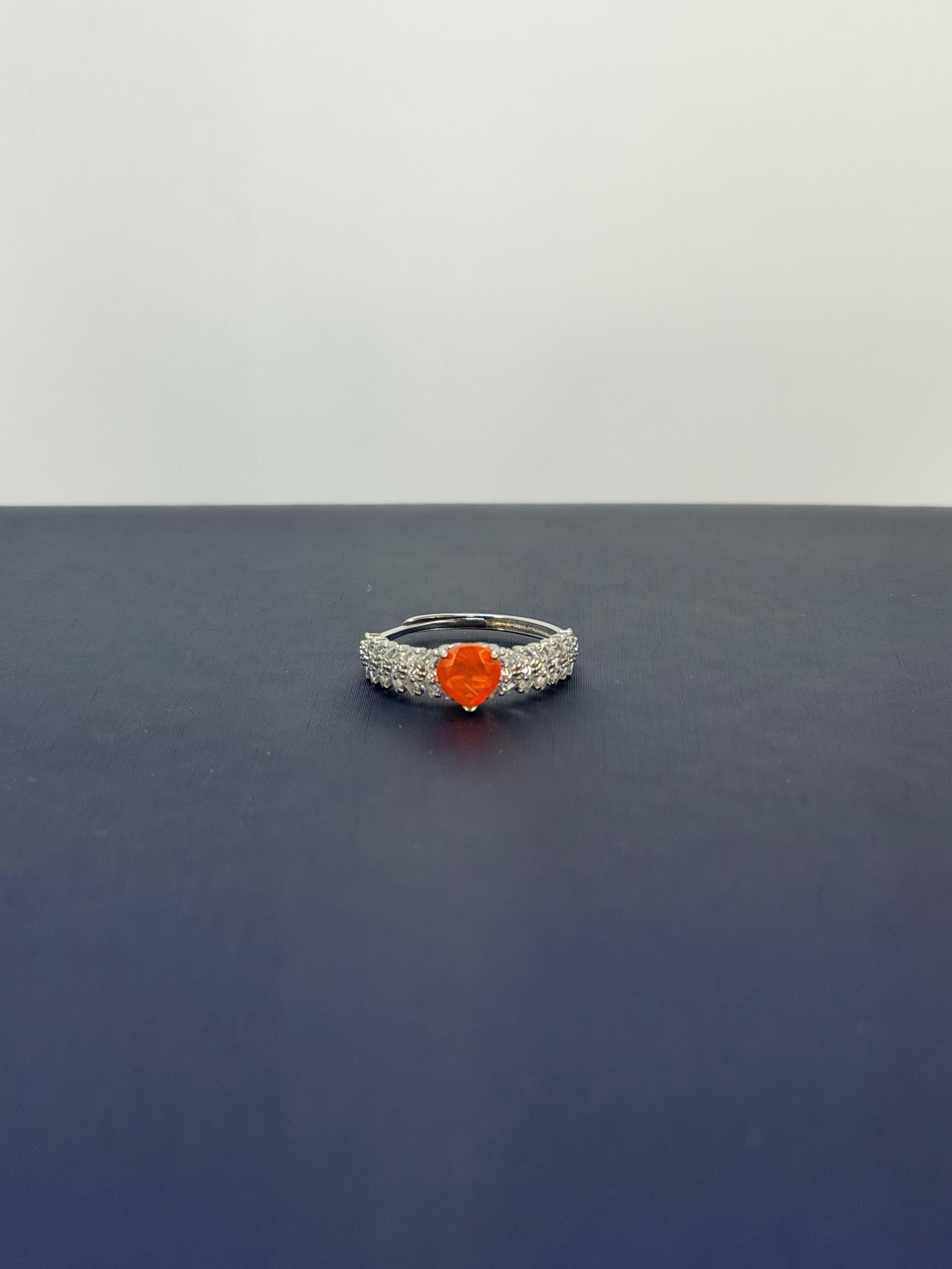 Anillo de Ópalo de fuego diseño gota ancho