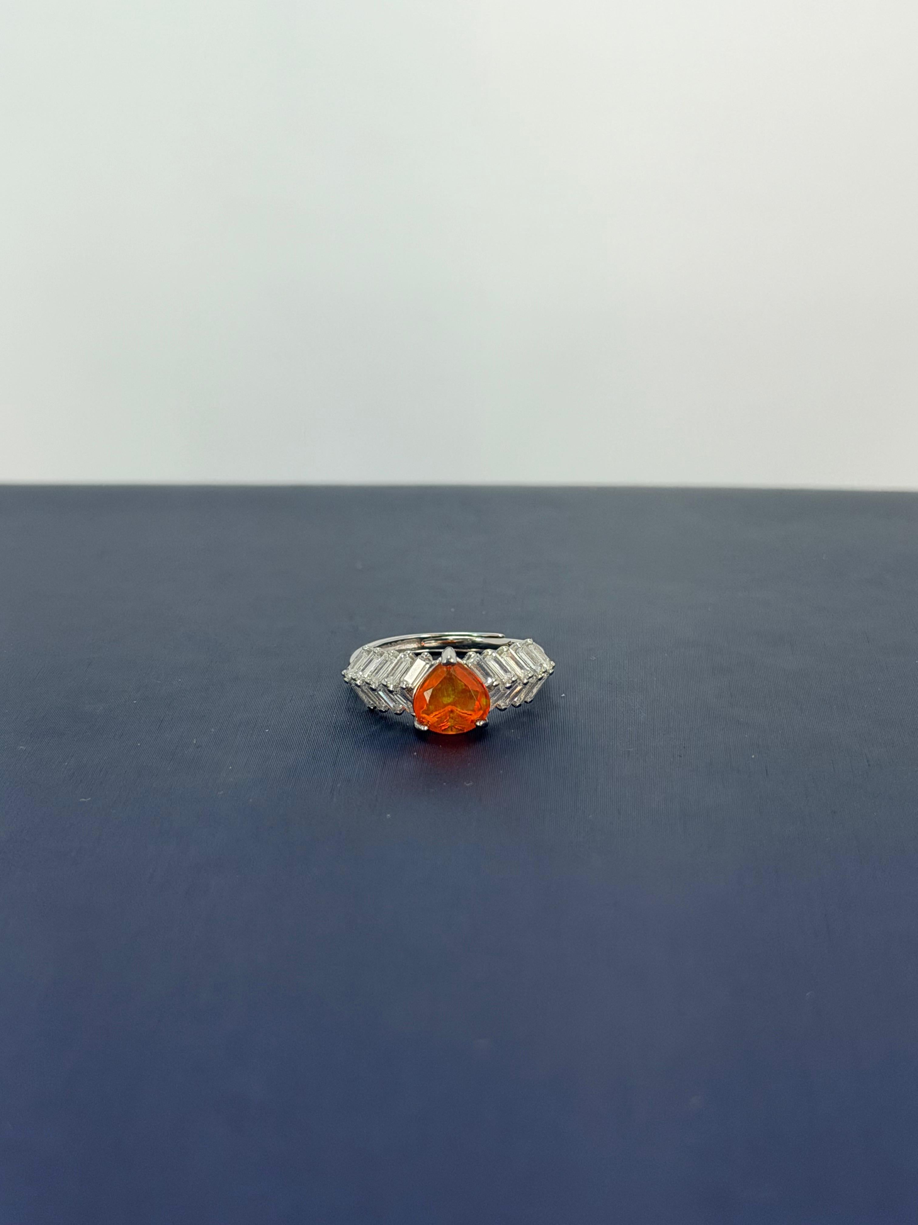 Anillo de Ópalo de fuego gota ancha